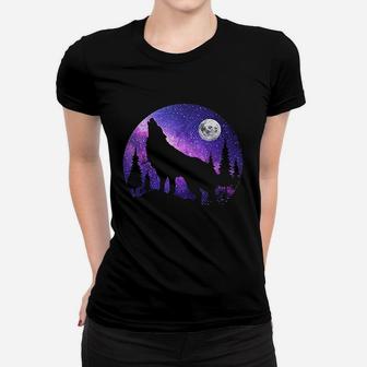 Wolf Under The Full Moon Women T-shirt | Crazezy CA