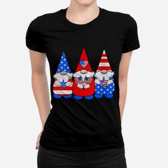 Womens 3 Patriotic Gnomes American Flag Red White Blue Usa Women T-shirt | Crazezy