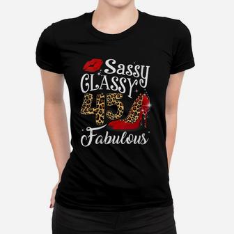 Womens 45 Fabulous Leopard 45Th Birthday Girl Gifts 45 Year Old Women T-shirt | Crazezy