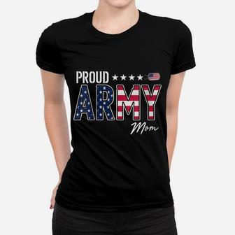 Womens American Flag Proud Army Mom Women T-shirt | Crazezy UK