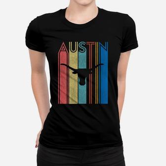 Womens Austin Longhorn Silhouette Retro 70S Vintage Texas Women T-shirt | Crazezy AU