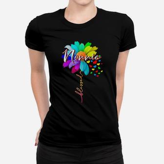 Womens Blessed Nonnie Flower Funny Nonnie Flower Mother's Day Gift Women T-shirt | Crazezy