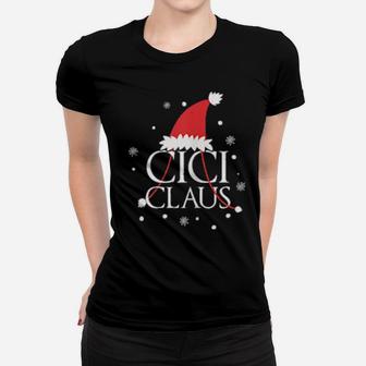Womens Cici Claus Hat Grandma Cici Lovely Xmas Cute Women T-shirt - Monsterry