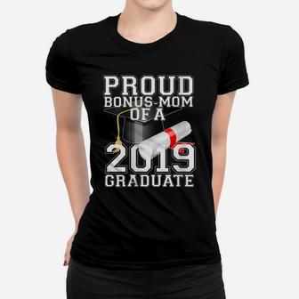 Womens Class Of 2019 Proud Bonus Mom Matching Graduation Varsity Women T-shirt | Crazezy UK