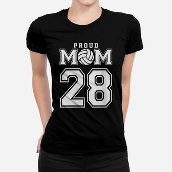 Womens Custom Proud Volleyball Mom Number 28 Personalized Women Women T-shirt | Crazezy