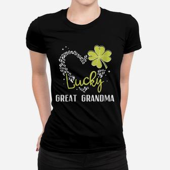 Womens Funny Lucky Great Grandma Shirt St Patricks Day Gift Womens Women T-shirt | Crazezy