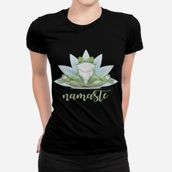 Womens Funny Namaste Yoga Poses Frog Buddha Flower Symbol Women T-shirt | Crazezy CA
