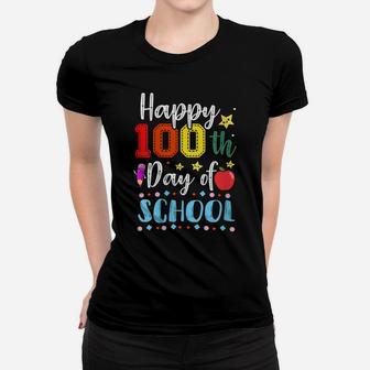 Womens Happy 100Th Day Of School Colorful Teacher And Student Women T-shirt | Crazezy CA