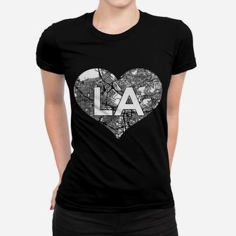 Womens I Love Los Angeles Football La Heart Map Women T-shirt | Crazezy