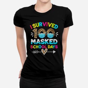Womens I Survived 100 Masked School Days Funny 100Th Day Of School Women T-shirt | Crazezy