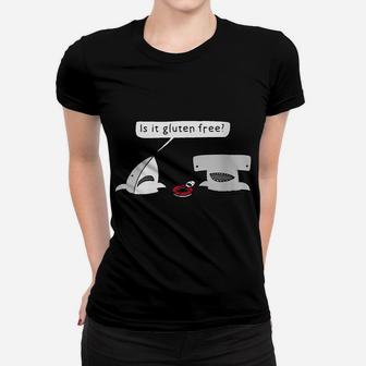 Womens Is It Gluten Free Two Sharks Graphic Women T-shirt | Crazezy