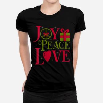Womens Joy, Peace, Love Christmas Design Women T-shirt | Crazezy CA