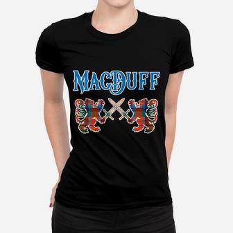 Womens Macduff Scottish Clan Lion Family Name Tartan Kilt Women T-shirt | Crazezy