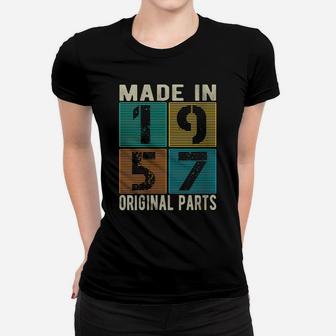 Womens Made In 1957 Vintage Retro Original Parts Born 1957 Birthday Women T-shirt | Crazezy CA