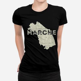 Womens Marches Map Word Art Distressed Marche Italy Souvenir Women T-shirt - Monsterry UK