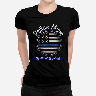 Womens Mothers Day Shirt For Cute Police Mom Flag Graphic Plus Size Women T-shirt | Crazezy AU
