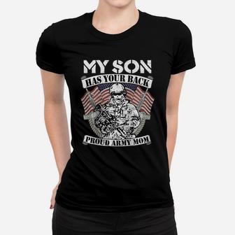 Womens My Son Has Your Back Proud Army Mom - Military Mother Gift Raglan Baseball Tee Women T-shirt | Crazezy DE