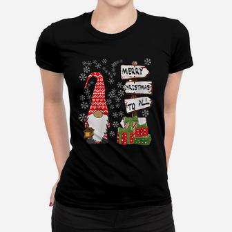 Womens Nordic Gnome Tomte Christmas Tree God Jul Red Hat Women T-shirt | Crazezy