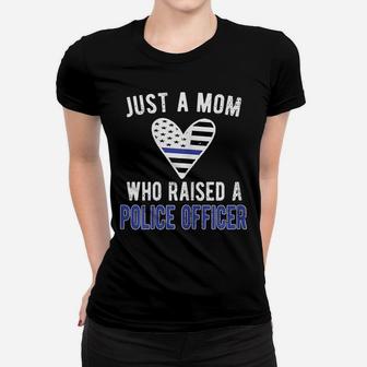 Womens Police Officer Mom | Proud Police Mom Cop Mother Blue Line Women T-shirt | Crazezy AU
