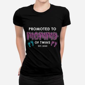 Womens Promoted To Mommy Of Twin Boy & Girl Proud New Mom Baby Women T-shirt | Crazezy AU