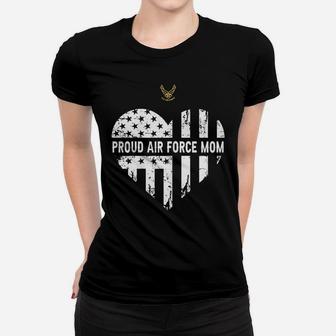 Womens Proud Air Force Mom Pride Military Family Heart Gift Women T-shirt | Crazezy