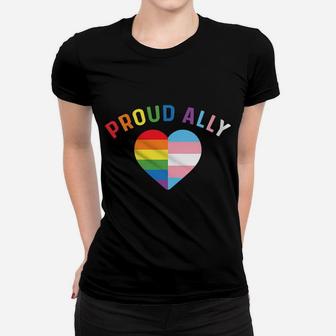 Womens Proud Ally Mom Lgbt Transgender Gifts Lgbtq Pride Trans Flag Women T-shirt | Crazezy