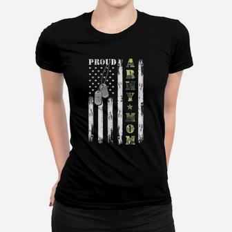 Womens Proud Army Mom American Flag Camo Military Mom Mother's Day Women T-shirt | Crazezy CA
