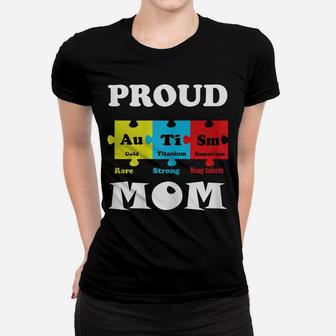 Womens Proud Autism Mom Periodic Table Puzzle Women T-shirt | Crazezy