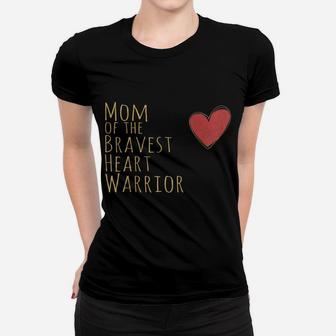 Womens Proud Mom Of Bravest Heart Warrior Chd Awareness Congenital Raglan Baseball Tee Women T-shirt | Crazezy