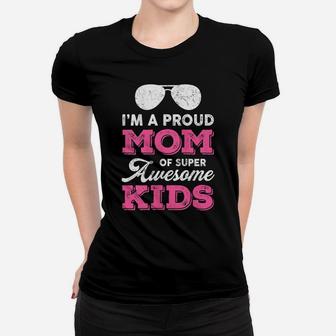 Womens Proud-Mom Super-Awesome Kids-Daughters Sons-Mother's Day Women T-shirt | Crazezy UK