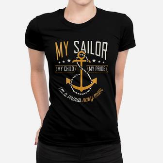 Womens Proud Navy Mother For Moms Of Sailors Proud Mom Navy Family Women T-shirt | Crazezy