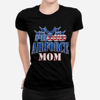 Womens Proud Patriotic Air Force Mom Usa Flag Mothers Day Women T-shirt | Crazezy