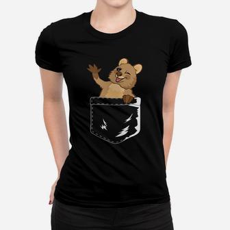 Womens Quokka Baby Pocket Cheeky Happy Australian Animal Lover Women T-shirt | Crazezy CA