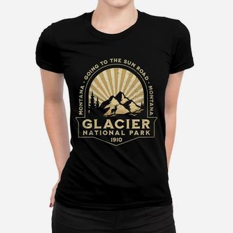 Womens Retro Glacier National Park Montana Going To The Sun Road Women T-shirt | Crazezy