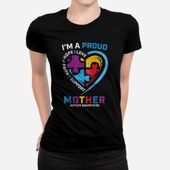 Womens Son Daughter Autism Mom I'm A Proud Mother Autism Awareness Raglan Baseball Tee Women T-shirt | Crazezy