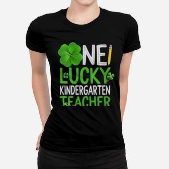Womens St Patricks One Lucky Kindergarten Teacher Shamrock Irish Women T-shirt - Monsterry AU