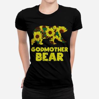 Womens Sunflower Godmother Bear Flower Mothers Day Floral Women Women T-shirt | Crazezy