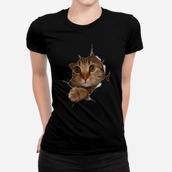 Womens Sweet Kitten Torn Cloth - Funny Cat Lover Cat Owner Cat Lady Women T-shirt | Crazezy