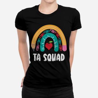 Womens Ta Squad, Funny Boho Rainbow For Teacher Assistant Raglan Baseball Tee Women T-shirt | Crazezy