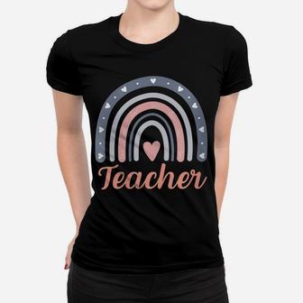Womens Teacher Vintage Boho Rainbow Teacher Love Women T-shirt | Crazezy UK
