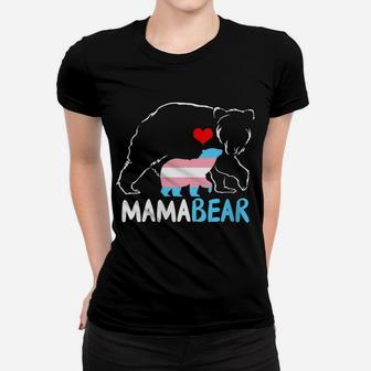 Womens Trans Mama Bear Proud Mom Rainbow Transgender Mother's Day Women T-shirt | Crazezy