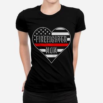 Womens Us Flag Heart Proud Firefighter Mom Women T-shirt | Crazezy AU