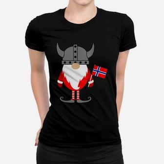 Womens Viking Tomte Gnome Norwegian Flag Scandinavian Women T-shirt | Crazezy