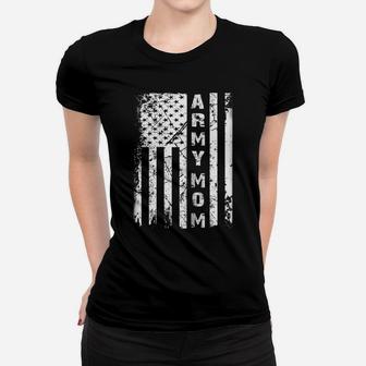 Womens Vintage Army Mom American Flag Tshirt Mothers Day Gift Shirt Women T-shirt | Crazezy