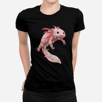 X-Mas Axolotl Fish Christmas Lights Pet White-Axolotl Lizard Women T-shirt | Crazezy