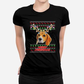 Xmas Beagle With Antler Women T-shirt - Monsterry AU