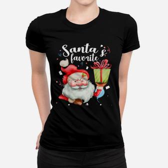 Xmas Santa Gifts Santa's Favorite Teacher Assistant Christma Sweatshirt Women T-shirt | Crazezy UK