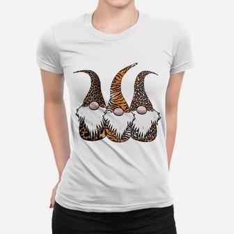 3 Nordic Gnomes Animal Print Leopard Cheetah Tiger Stripes Women T-shirt | Crazezy