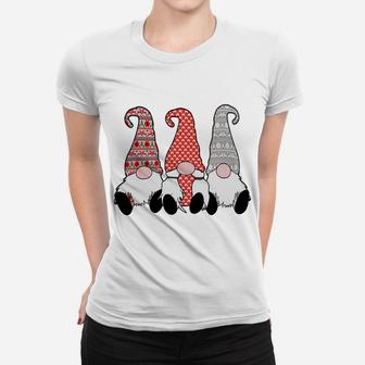 3 Nordic Gnomes Swedish Lady Tomte Nisse Gray Red Women T-shirt | Crazezy