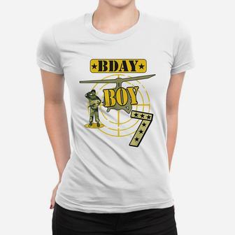 7Th Birthday Boy Camouflage-Seven Years Old Shirt Army Kids- Women T-shirt | Crazezy